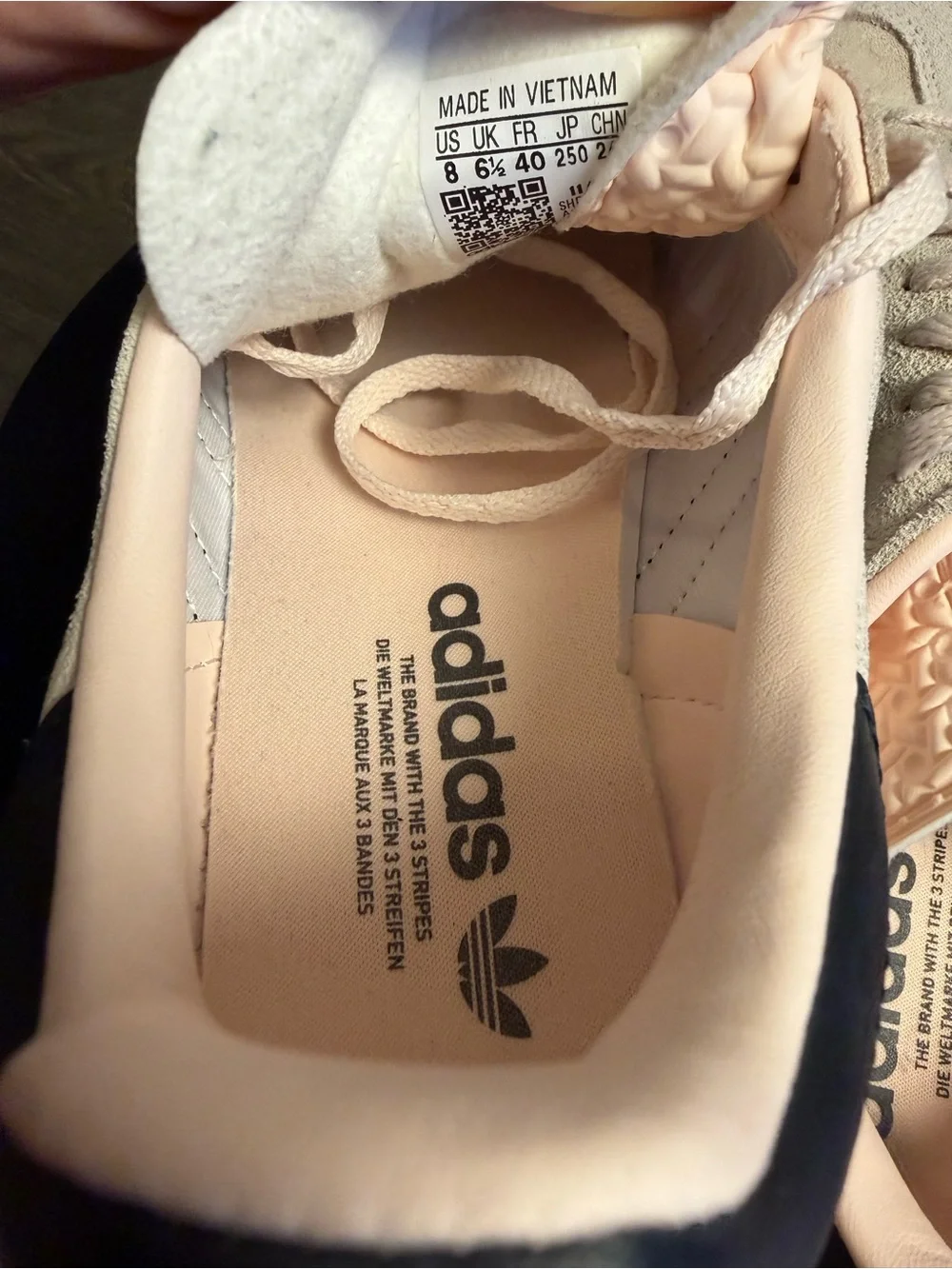 adidas Gazelle Platform Sneakers in Pale Pink with Black Stripes